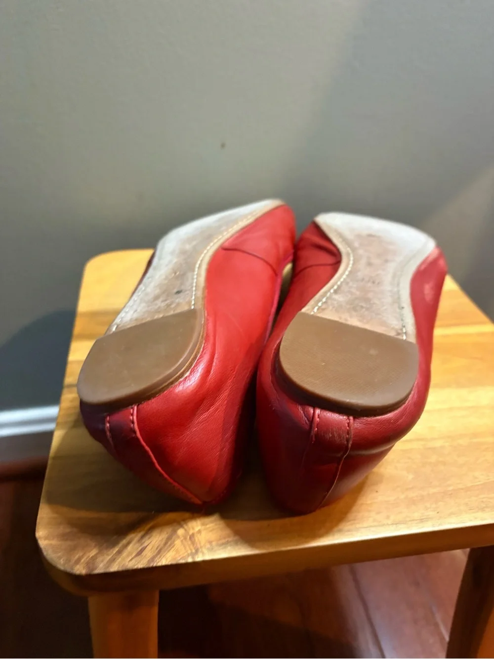 Tory Burch Red Patent Leather Logo Bow Flats